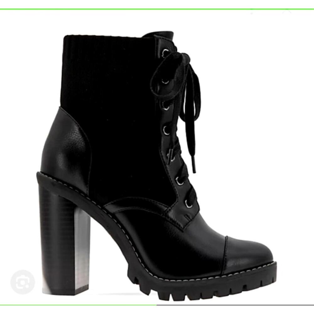 BCBGeneration Womens Faux Leather Lace-Up Booties